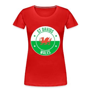 St Davids walisisches Drachenemblem - Frauen Premium Bio T-Shirt - Rot - Vorne - Mia (176cm)