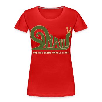 SNAIL – Humor without Haste - Women's Premium Organic T-Shirt - red - Front - Mia (176cm)