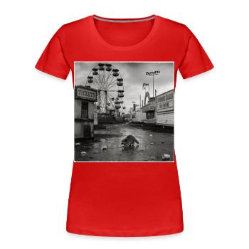 Abandoned Funfair Raccoon Retro Funfair Animal - Women's Premium Organic T-Shirt - red - Front - Mia (176cm)