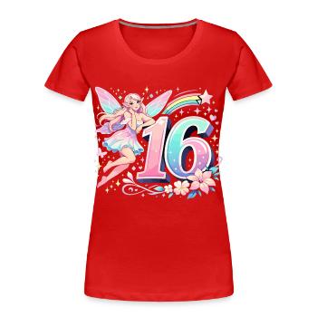 Elfe du 16e anniversaire – Design graphique pastel - T-shirt bio Premium Femme - rouge - Devant - Mia (176cm)