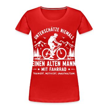 Radfahrer Altersweisheit Spruch - Frauen Premium Bio T-Shirt - Rot - Vorne - Mia (176cm)