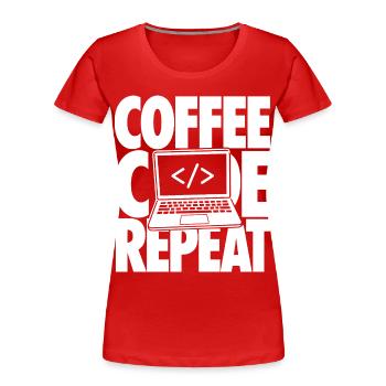 Coffee Code Repeat Programmierer - Frauen Premium Bio T-Shirt - Rot - Vorne - Mia (176cm)