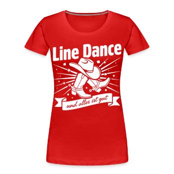 Line Dance Cowboy Boots - Frauen Premium Bio T-Shirt - Rot - Vorne - Mia (176cm)