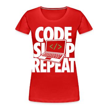 Programmeur de répétition en sommeil de code - T-shirt bio Premium Femme - rouge - Devant - Mia (176cm)