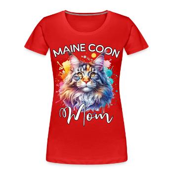 Maman Maine Coon - T-shirt bio Premium Femme - rouge - Devant - Mia (176cm)