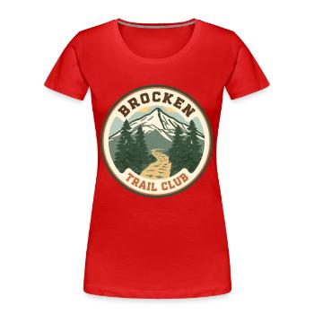 Brocken Trail Club | Resin Vintage Badge - Women's Premium Organic T-Shirt - red - Front - Mia (176cm)