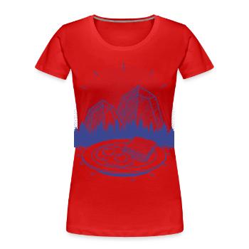 Breakfast Funny Brunch Coffee Pancake Food Second - Women's Premium Organic T-Shirt - red - Front - Mia (176cm)
