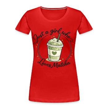 Matcha Girl Heart Love Design - T-shirt bio Premium Femme - rouge - Devant - Mia (176cm)