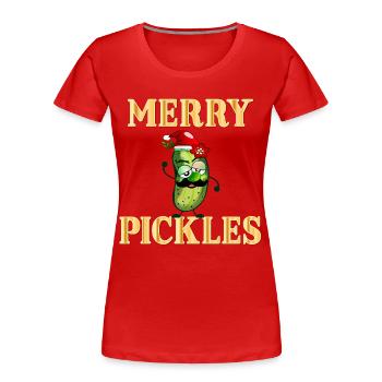 Cornichons Joyeux Noël - T-shirt bio Premium Femme - rouge - Devant - Mia (176cm)