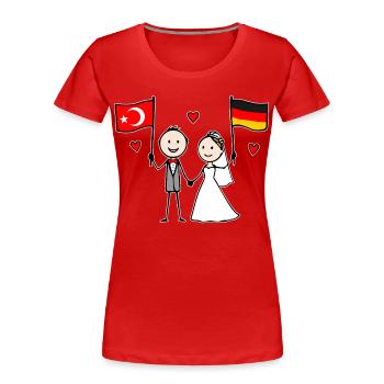 Wedding Couple Turkey Germany Flag - Women's Premium Organic T-Shirt - red - Front - Mia (176cm)