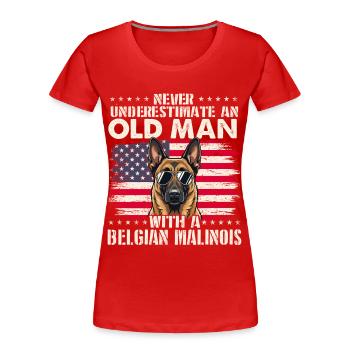 Le vieux belge malinois ne sous-estime jamais - T-shirt bio Premium Femme - rouge - Devant - Mia (176cm)