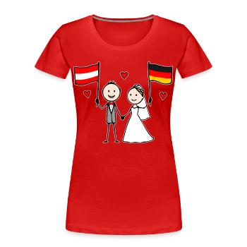 Wedding Couple Austria Germany Flag - Women's Premium Organic T-Shirt - red - Front - Mia (176cm)