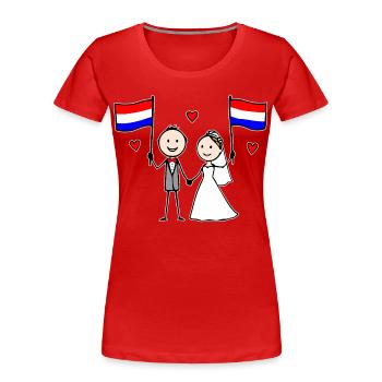Couple de mariés Drapeau Hollandais - T-shirt bio Premium Femme - rouge - Devant - Mia (176cm)