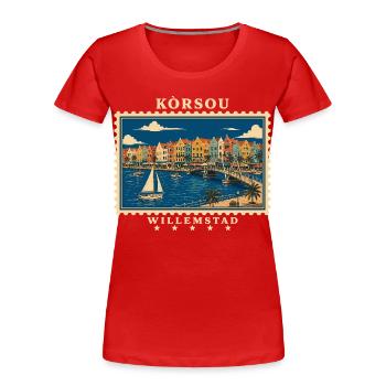 Curaçao Willemstad Vintage Reisemarke - Frauen Premium Bio T-Shirt - Rot - Vorne - Mia (176cm)
