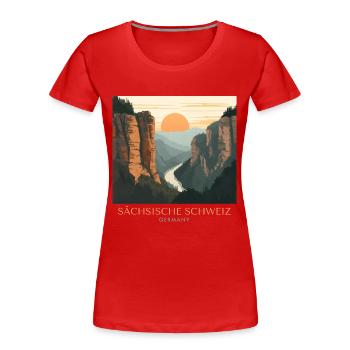 Suisse saxonne | Parc national vintage - T-shirt bio Premium Femme - rouge - Devant - Mia (176cm)