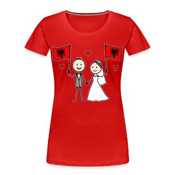 Wedding Couple Albania Flag - Women's Premium Organic T-Shirt - red - Front - Mia (176cm)