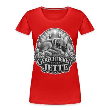 Gerechtigkeit für Jette Hundemotiv - Frauen Premium Bio T-Shirt - Rot - Vorne - Mia (176cm)