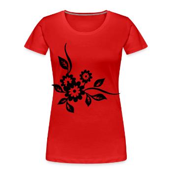 Schwarze Blüten - Frauen Premium Bio T-Shirt - Rot - Vorne - Mia (176cm)