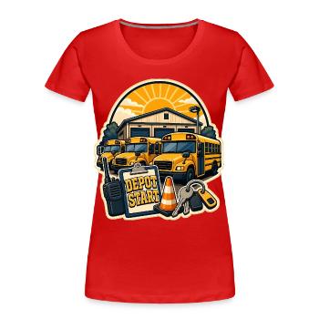 DÉPART DU DÉPÔT - T-shirt bio Premium Femme - rouge - Devant - Mia (176cm)