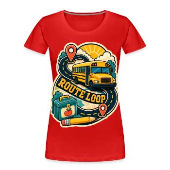 BOUCLE DE L’ITINÉRAIRE - T-shirt bio Premium Femme - rouge - Devant - Mia (176cm)