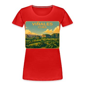 Vinales Kuba - Frauen Premium Bio T-Shirt - Rot - Vorne - Mia (176cm)