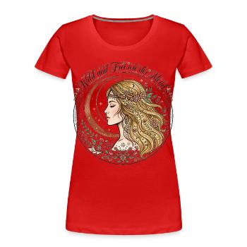 Wild Und Frei Wie Der Mond Bunt Boho Mondfrau - Frauen Premium Bio T-Shirt - Rot - Vorne - Mia (176cm)