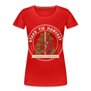 Tomatenzüchter Badge mit Rankhilfe - Frauen Premium Bio T-Shirt - Rot - Vorne - Mia (176cm)