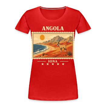 Angola Iona Vintage Reisemarke - Frauen Premium Bio T-Shirt - Rot - Vorne - Mia (176cm)