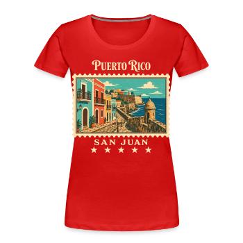 Puerto Rico San Juan Vintage Reisemarke - Frauen Premium Bio T-Shirt - Rot - Vorne - Mia (176cm)