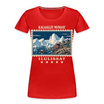 Grönland Ilulissat Vintage Reisemarke - Frauen Premium Bio T-Shirt - Rot - Vorne - Mia (176cm)