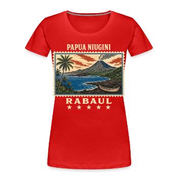 Papua-Neuguinea Rabaul Vintage Reisemarke - Frauen Premium Bio T-Shirt - Rot - Vorne - Mia (176cm)