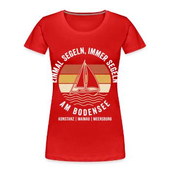 Segeln Bodensee Segelboot Vintage Retro - Frauen Premium Bio T-Shirt - Rot - Vorne - Mia (176cm)