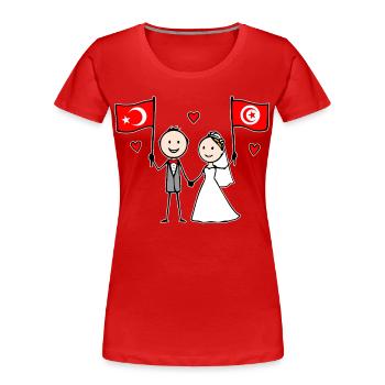 Hochzeitspaar Türkei Tunesien Flagge - Frauen Premium Bio T-Shirt - Rot - Vorne - Mia (176cm)