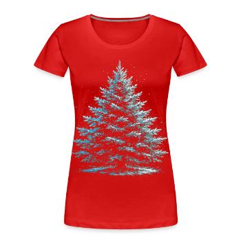 Sapin Enneiger En Hiver Arbre Hivernal  - T-shirt bio Premium Femme - rouge - Devant - Mia (176cm)