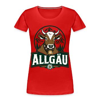 Vache d’Allgäu Vintage Edelweiss Bavière - T-shirt bio Premium Femme - rouge - Devant - Mia (176cm)