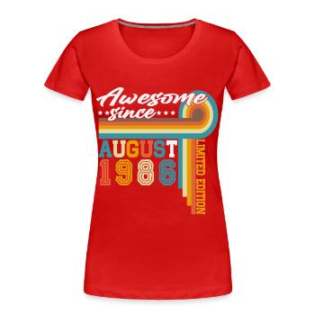August 1986 Vintage Geburtstag Geschenk Retro - Frauen Premium Bio T-Shirt - Rot - Vorne - Mia (176cm)