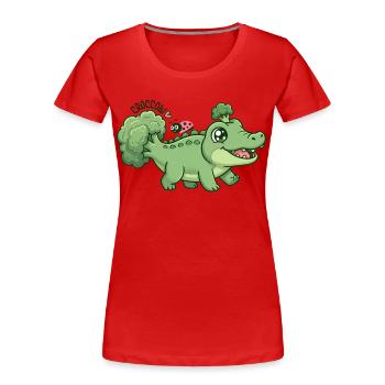 Cute Broccoli Crocodile Croccoli - Women's Premium Organic T-Shirt - red - Front - Mia (176cm)