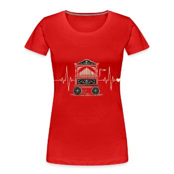 Battement de cœur d’orgue à baril | Motif musical de vielle à roue - T-shirt bio Premium Femme - rouge - Devant - Mia (176cm)