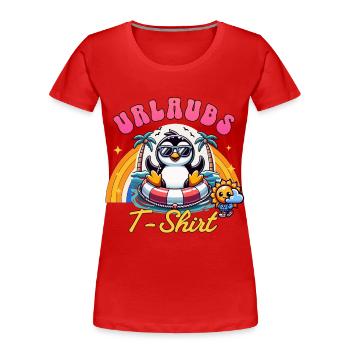 Urlaubs Shirt – Pinguin Urlaub T Shirt - Frauen Premium Bio T-Shirt - Rot - Vorne - Mia (176cm)