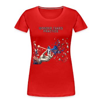 Kosmischer Kristall und Neugier - Frauen Premium Bio T-Shirt - Rot - Vorne - Mia (176cm)