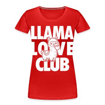 Llama Love Club – Lama au cœur - T-shirt bio Premium Femme - rouge - Devant - Mia (176cm)