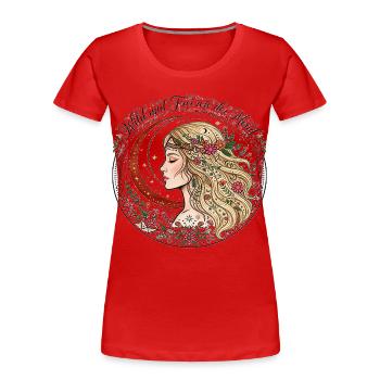 Wild Und Frei Wie Der Mond Boho Damen Yoga Shirt - Frauen Premium Bio T-Shirt - Rot - Vorne - Mia (176cm)