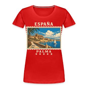 Spanien Palma de Mallorca Vintage Reisemarke - Frauen Premium Bio T-Shirt - Rot - Vorne - Mia (176cm)