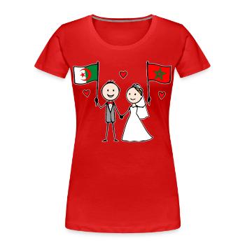 Couple marié Algérie Drapeau du Maroc - T-shirt bio Premium Femme - rouge - Devant - Mia (176cm)
