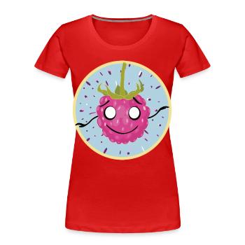 Motif câlin au visage framboise - T-shirt bio Premium Femme - rouge - Devant - Mia (176cm)