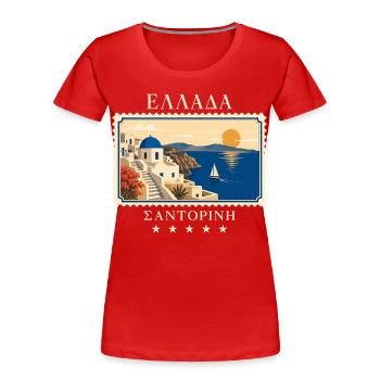 Griechenland Santorini Vintage Reisemarke - Frauen Premium Bio T-Shirt - Rot - Vorne - Mia (176cm)