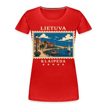 Litauen Klaipėda Vintage Reisemarke - Frauen Premium Bio T-Shirt - Rot - Vorne - Mia (176cm)