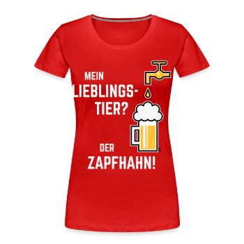 Mein Lieblingstier? Der Zapfhahn! (Bier / 3C) - Frauen Premium Bio T-Shirt - Rot - Vorne - Mia (176cm)