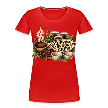 ÉQUIPE DE LA CUILLÈRE À VENTOUSE - T-shirt bio Premium Femme - rouge - Devant - Mia (176cm)