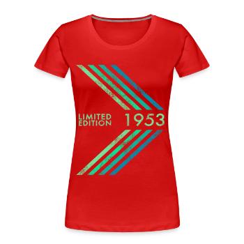 Édition limitée 1953 Anniversaire masculin féminin - T-shirt bio Premium Femme - rouge - Devant - Mia (176cm)